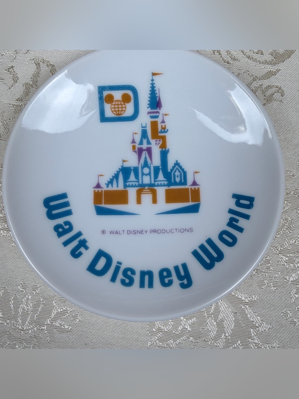 Vintage Disney Walt Disney World White Mini Souvenir Plate, Japan